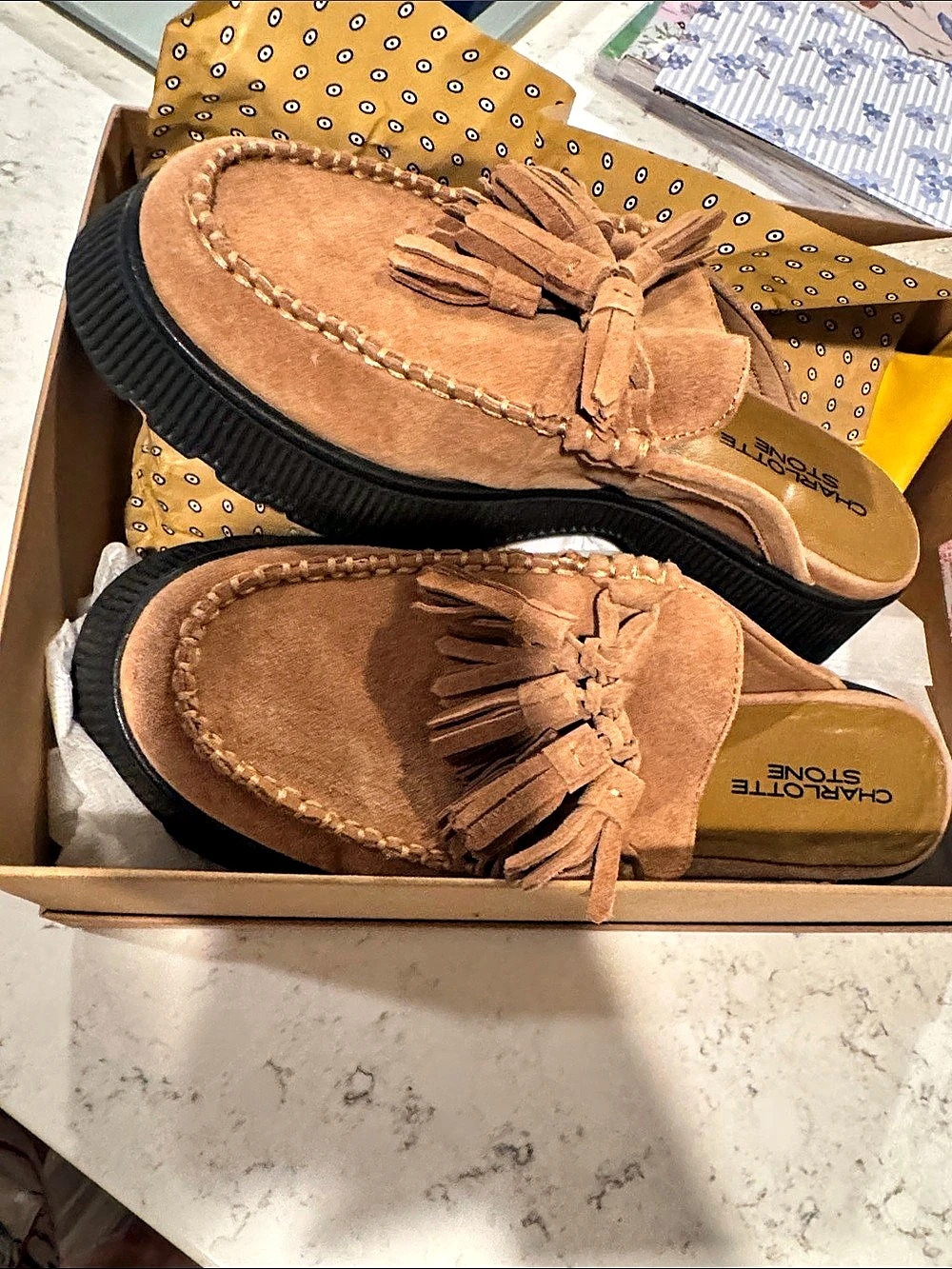 CHARLOTTE RONSON Herschel Tassel Moccasins in Brown US 9 Like New